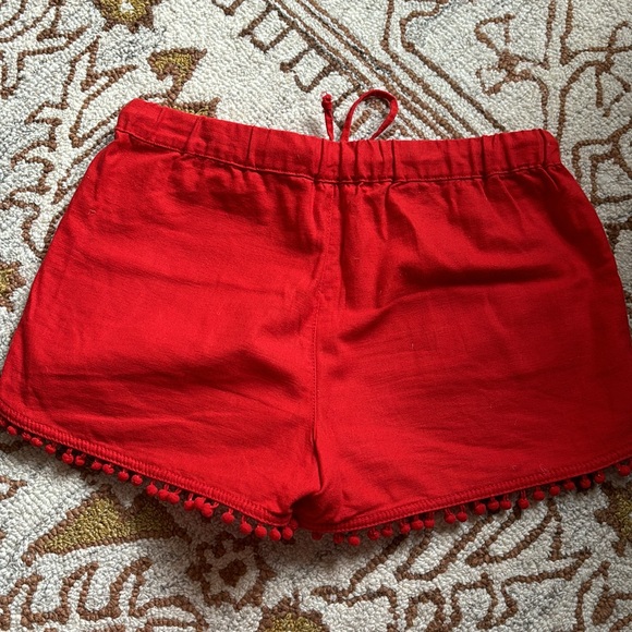 ❤️J.CREW Red Linen and Tassel Drawstring Shorts - Picture 7 of 8
